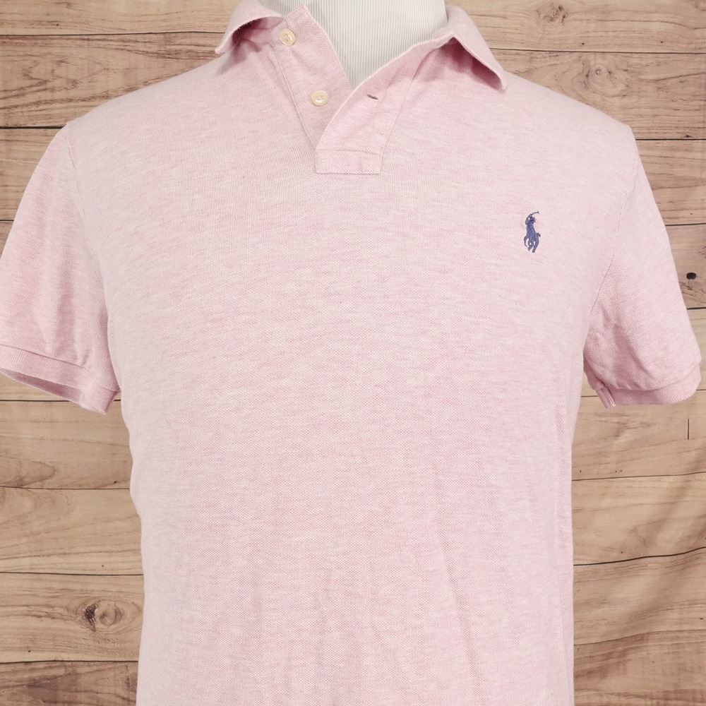 Polo Ralph Lauren Polo Mens Large Pink Excellent Custom Slim Fit Mesh Cotton